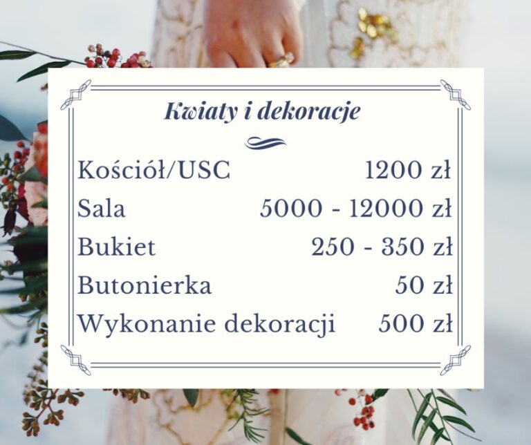 dekoracje weselne ceny 2022