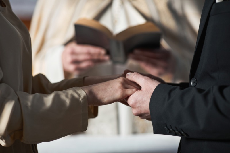 a wedding ceremony in a church